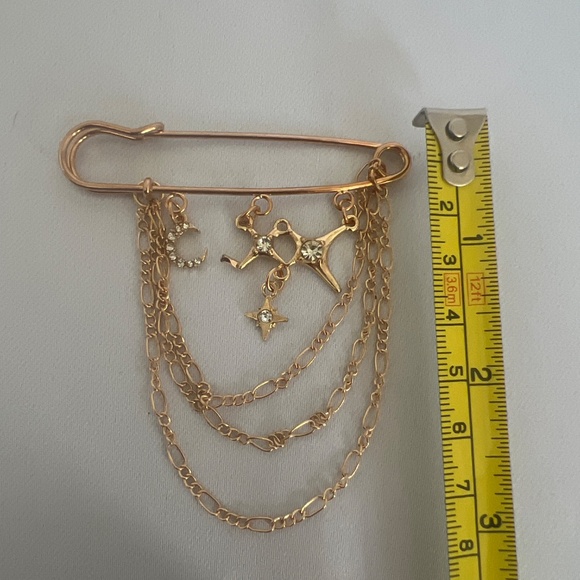 tassel chain BROOCH cristal zirconia Lapel Pin - Picture 6 of 7